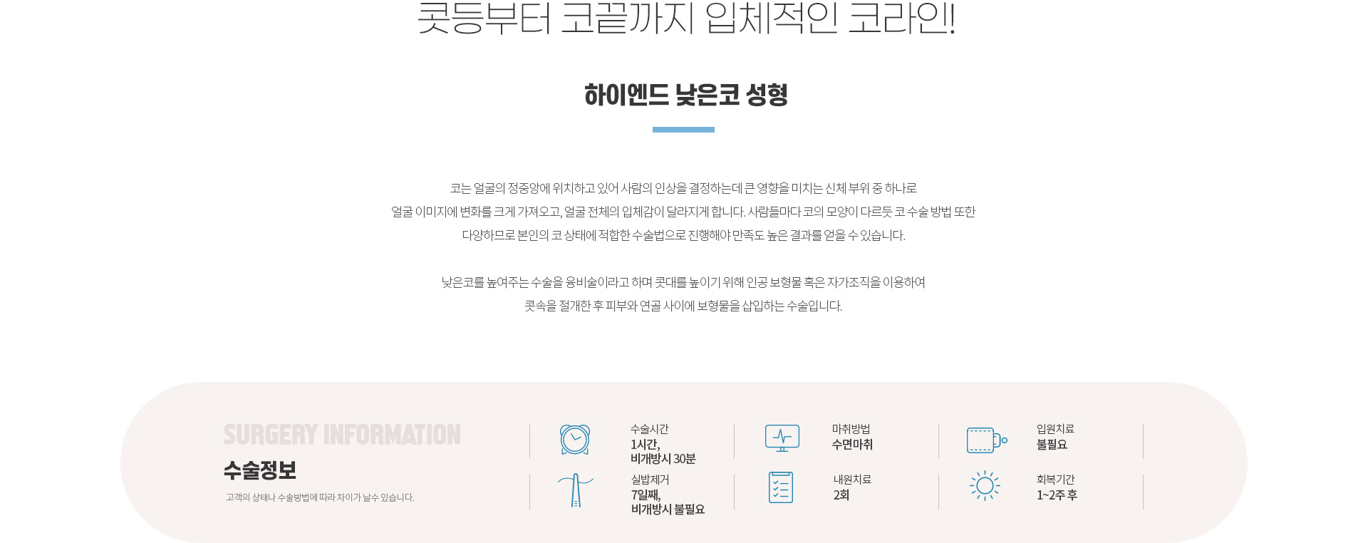 하이엔드 유형별 코성형 낮은코
