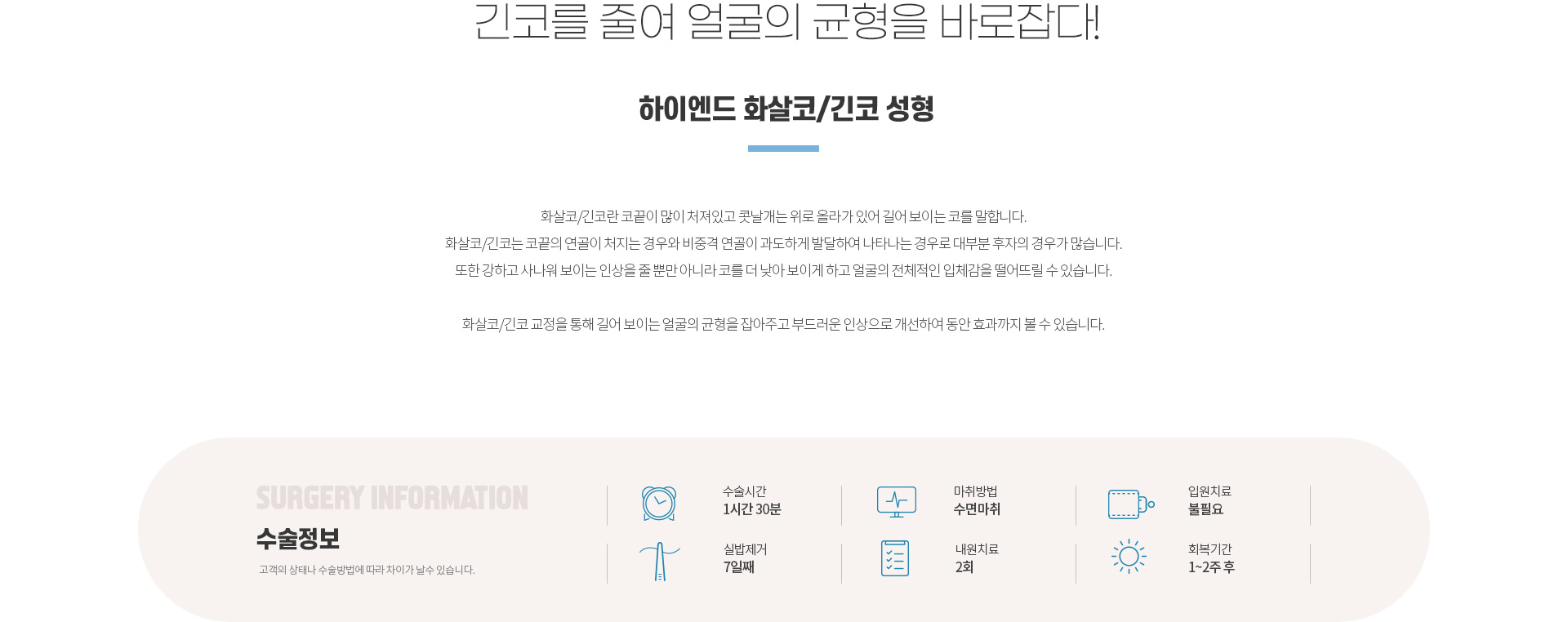 하이엔드 유형별 코성형 화살코/긴코
