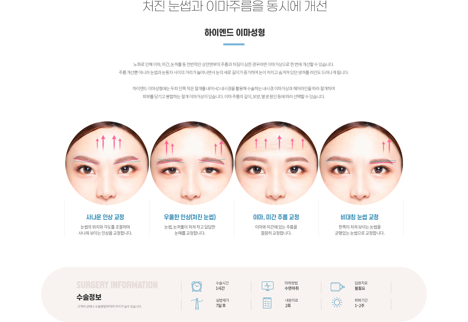 하이엔드 동안/리프팅/쁘띠 이마성형